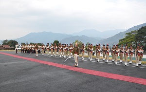 State Guard of Honour to Governor designate Shri PB Acharya by Arunachal Pradesh Police at Raj Bhavan Helipad, Itanagar on 28th January 2017.